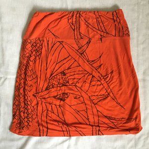 Wahine Toa Hala Orange Short Cotton Skirt Size M